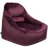 Loft 25 Adult Highback Soft Velvet Bean Bag Bag Bag Sala De Estar Interior Gaming Bean Bagger, Aubergine