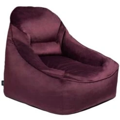 Loft 25 Adult Highback Soft Velvet Bean Bag Bag Bag Sala De Estar Interior Gaming Bean Bagger, Aubergine