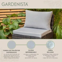 Gardenista Cojines De Sofá De Exterior Para Muebles De Ratán, Almohadilla De Asiento Resistentes Al Agua O Almohada De Respaldo Para Decoración De Jardín Con Relleno, Gris(56x52x6cm) -Mano Mano Ventas 60310674 3