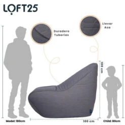 Loft 25 Adult Premium Tejido Tejido Silla De Frijoles Grandes Sala De Estar Interior -Mano Mano Ventas 60310682 3