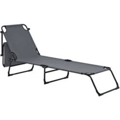 [casa.pro]® Tumbona Plegable 190cm Gris Oscuro Con Techo Acero Hamaca -Mano Mano Ventas 6090882 3