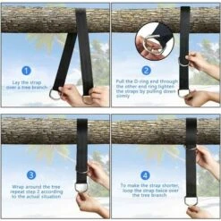 Accesorio De Columpio, Accesorio De Hamaca Adecuado Para árboles De 2 X 150 Cm Con 2 Mosquetones Resistentes Y Anillos En D, Con Bolsa De Almacenamiento, Cojín Protector De árboles. -Mano Mano Ventas 61078071 3