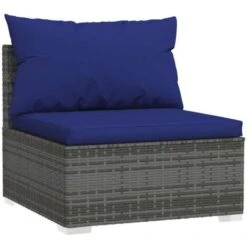 Sofá Central De Jardín Con Cojines Ratán Sintético Gris VidaXL