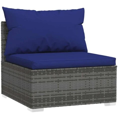 Sofá Central De Jardín Con Cojines Ratán Sintético Gris VidaXL 1 Sofá Central De Jardín Con Cojines Ratán Sintético Gris VidaXL