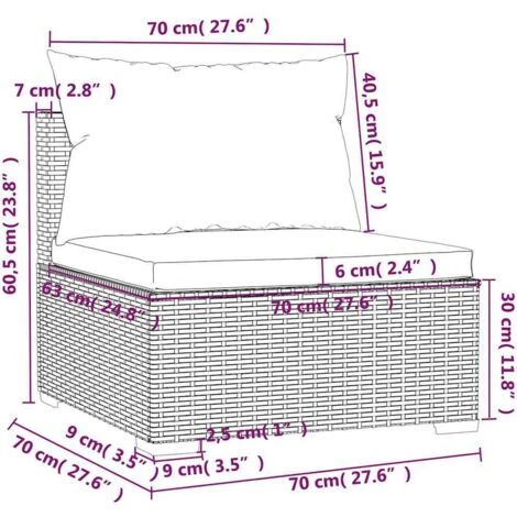 Sofá Central De Jardín Con Cojines Ratán Sintético Gris VidaXL 3 Sofá Central De Jardín Con Cojines Ratán Sintético Gris VidaXL - Imagen 3