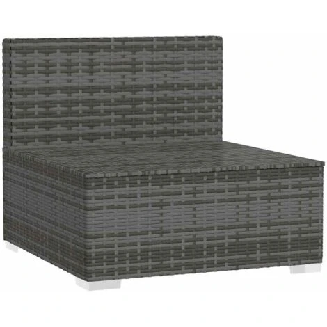 Sofá Central De Jardín Con Cojines Ratán Sintético Gris VidaXL 4 Sofá Central De Jardín Con Cojines Ratán Sintético Gris VidaXL - Imagen 4