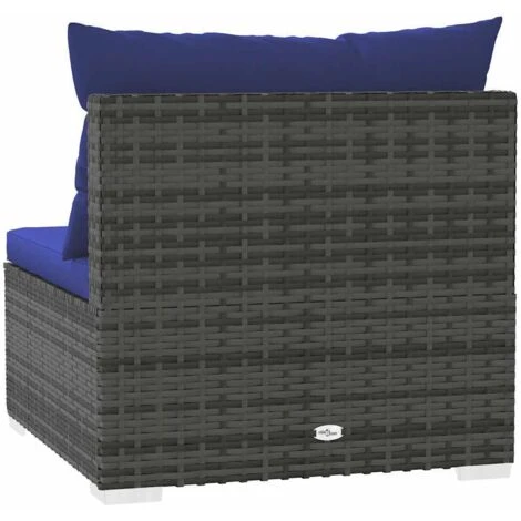 Sofá Central De Jardín Con Cojines Ratán Sintético Gris VidaXL 5 Sofá Central De Jardín Con Cojines Ratán Sintético Gris VidaXL - Imagen 5
