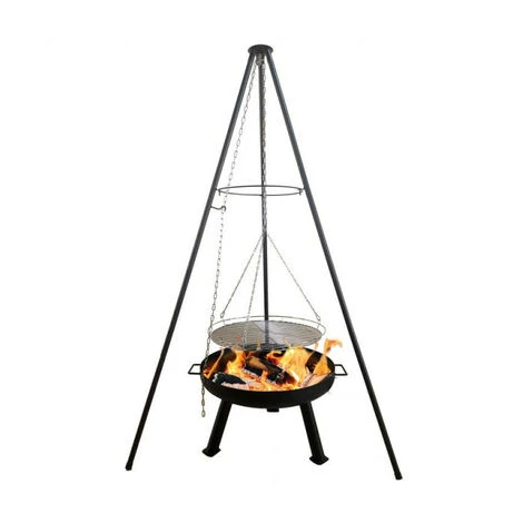 BRASERO EXTERIOR CON TRÍPODE ELVADOR Y GRILL 1 BRASERO EXTERIOR CON TRÍPODE ELVADOR Y GRILL