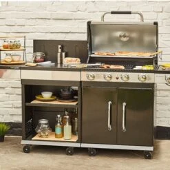 Desserte De Jardin - Noir / Inox - Module Compatible Fidji 3 Et 4 - Cuisine Extérieure - Cook'In Garden -Mano Mano Ventas 61932687 3