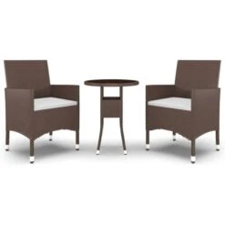 Juego De Comedor De Jardín 3 Piezas Ratán Sintético Marrón VidaXL