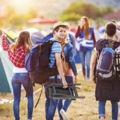 Relaxdays Taburete Plegable Para Camping, Tela Y Aluminio, Beige, 41x48x41 Cm -Mano Mano Ventas 62153202 5