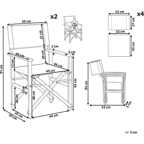 Conjunto De 2 Sillas De Jardín De Tela Gris Madera De Acacia Clara Patrón Abstracto Plegable Director Cine 3 Conjunto De 2 Sillas De Jardín De Tela Gris Madera De Acacia Clara Patrón Abstracto Plegable Director Cine - Imagen 3