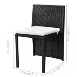 Mesa Y Sillas Bistró Jardín 3 Pzas Y Cojines Poli Ratán Negro VidaXL 7 Mesa Y Sillas Bistró Jardín 3 Pzas Y Cojines Poli Ratán Negro VidaXL -Mano Mano Ventas 6260596 3