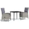 Juego De Comedor Para Jardín 3 Piezas Con Cojines Gris Y Negro VidaXL