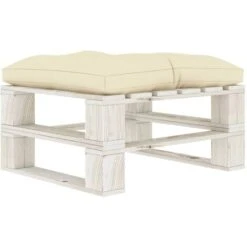 YOUTHUP Otomana De Palés Para Jardín Madera Con Cojín Color Crema