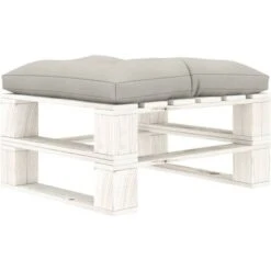 YOUTHUP Otomana De Palés Para Jardín Madera Con Cojín Gris Taupe