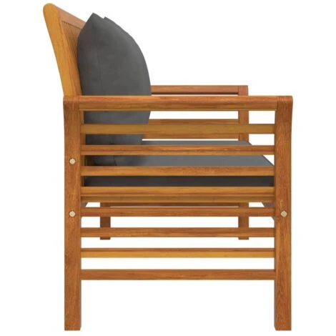 Banco Jardín Con Cojines Gris Oscuro De Madera Maciza De Acacia VidaXL 5 Banco Jardín Con Cojines Gris Oscuro De Madera Maciza De Acacia VidaXL - Imagen 5