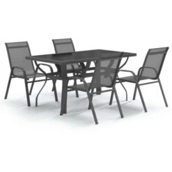 Juego De Comedor De Jardín 5 Piezas Gris Y Negro VidaXL