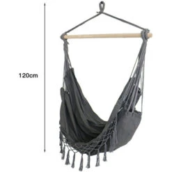 Silla Colgante Exterior Con Flecos, Hamaca Portátil Para Interior Y Exterior - Gris -Mano Mano Ventas 66683685 3