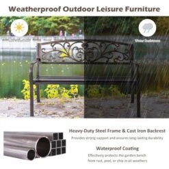 GIANTEX Banco Jardin Exterior, Banco Biplaza En Acero Y Fundición Resistente A La Intemperie, Banco Retro De Metal De Exterior Para Jardín Parque Entrada Calle,126 X 60 X 85 Cm 7 GIANTEX Banco Jardin Exterior, Banco Biplaza En Acero Y Fundición Resistente A La Intemperie, Banco Retro De Metal De Exterior Para Jardín Parque Entrada Calle,126 X 60 X 85 Cm -Mano Mano Ventas 67406614 3