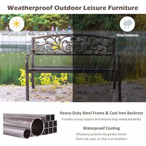 GIANTEX Banco Jardin Exterior, Banco Biplaza En Acero Y Fundición Resistente A La Intemperie, Banco Retro De Metal De Exterior Para Jardín Parque Entrada Calle,126 X 60 X 85 Cm 3 GIANTEX Banco Jardin Exterior, Banco Biplaza En Acero Y Fundición Resistente A La Intemperie, Banco Retro De Metal De Exterior Para Jardín Parque Entrada Calle,126 X 60 X 85 Cm - Imagen 3