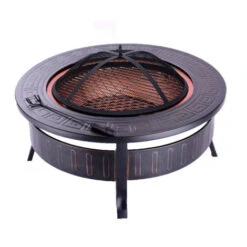 Brasero En Acero Uso Exterior 3 En 1 Función Barbacoa-Hoguera Y Cubitera Kekai Fox 81x35 Cm Parrilla, Atizador Y Tapa Protector -Mano Mano Ventas 70400430 5