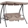 OUTSUNNY Columpio Balancín Jardín De 3 Plazas Convertible En Cama Con Techo Ajustable Cojín Y Almohadas Para Balcón Terraza Carga 340 Kg 200x125x170 Cm