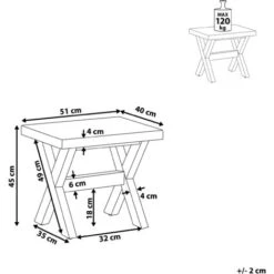 Taburete De Cemento Reforzado Blanco Madera Clara 45 Cm Acacia Reposapiés Olbia -Mano Mano Ventas 71113077 3