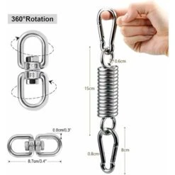 Gancho Con Resorte Para Hamaca, Gancho Para Montaje En Pared De Techo, Accesorios Para Hamaca Y Columpio, El Kit Contiene 1 Resorte, 2 Mosquetones, 1 Anillo Giratorio, Carga Máxima 250 Kg 6 Gancho Con Resorte Para Hamaca, Gancho Para Montaje En Pared De Techo, Accesorios Para Hamaca Y Columpio, El Kit Contiene 1 Resorte, 2 Mosquetones, 1 Anillo Giratorio, Carga Máxima 250 Kg -Mano Mano Ventas 71203557 2
