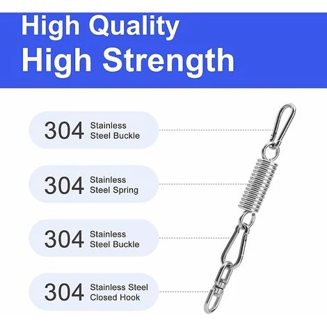 Gancho Con Resorte Para Hamaca, Gancho Para Montaje En Pared De Techo, Accesorios Para Hamaca Y Columpio, El Kit Contiene 1 Resorte, 2 Mosquetones, 1 Anillo Giratorio, Carga Máxima 250 Kg 3 Gancho Con Resorte Para Hamaca, Gancho Para Montaje En Pared De Techo, Accesorios Para Hamaca Y Columpio, El Kit Contiene 1 Resorte, 2 Mosquetones, 1 Anillo Giratorio, Carga Máxima 250 Kg - Imagen 3
