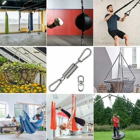 Gancho Con Resorte Para Hamaca, Gancho Para Montaje En Pared De Techo, Accesorios Para Hamaca Y Columpio, El Kit Contiene 1 Resorte, 2 Mosquetones, 1 Anillo Giratorio, Carga Máxima 250 Kg 5 Gancho Con Resorte Para Hamaca, Gancho Para Montaje En Pared De Techo, Accesorios Para Hamaca Y Columpio, El Kit Contiene 1 Resorte, 2 Mosquetones, 1 Anillo Giratorio, Carga Máxima 250 Kg - Imagen 5