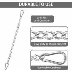 Cadena Con Dos Mosquetones, Capacidad De 400 Kg, Cadena Colgante De Acero Inoxidable Resistente, Cadena De Extensión Para Saco De Boxeo, Yoga, Columpio, Hamacas, 1 Pieza -Mano Mano Ventas 71203749 3