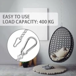 Cadena Con Dos Mosquetones, Capacidad De 400 Kg, Cadena Colgante De Acero Inoxidable Resistente, Cadena De Extensión Para Saco De Boxeo, Yoga, Columpio, Hamacas, 1 Pieza -Mano Mano Ventas 71203749 4