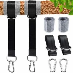 Correas De Hamaca 150 Cm X 2, Accesorio Para Hamaca Con 2 Ganchos De Mosquetón De Bloqueo De Seguridad Y Anillos En D, Para Sujetar Columpio, Hamaca, Asiento Para Acampar O Colgar, Con 550 Kg