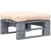 Otomana De Jardín De Palés Con Cojín Arena De Madera Gris