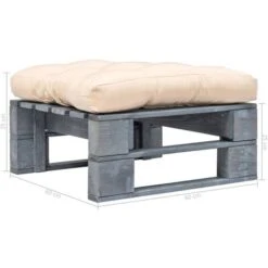 Otomana De Jardín De Palés Con Cojín Arena De Madera Gris -Mano Mano Ventas 72398076 3