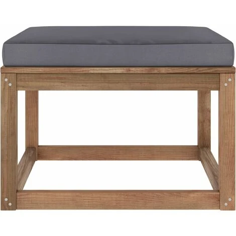 Reposapiés De Jardín Con Cojín Gris Antracita 2 Reposapiés De Jardín Con Cojín Gris Antracita - Imagen 2