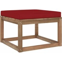 Reposapiés De Jardín Con Cojín Rojo Tinto