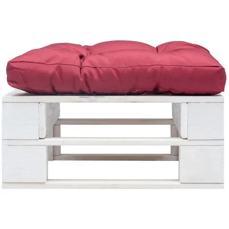 Otomana De Jardín De Palés Con Cojín Rojo Madera Blanca 2 Otomana De Jardín De Palés Con Cojín Rojo Madera Blanca - Imagen 2