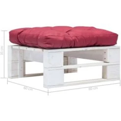 Otomana De Jardín De Palés Con Cojín Rojo Madera Blanca 5 Otomana De Jardín De Palés Con Cojín Rojo Madera Blanca -Mano Mano Ventas 72420772 3