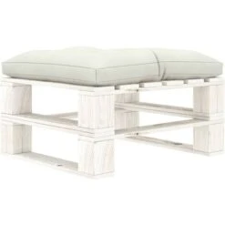 Otomana De Palés Para Jardín Madera Con Cojín Beige