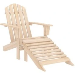 Silla De Jardín Adirondack Con Otomana Madera Maciza De Abeto