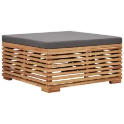 Set De Mesa Reposapiés De Jardín Cojín Gris Oscuro Madera Teca -Mano Mano Ventas 72428031 5