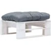 Otomana De Jardín De Palés Con Cojín Gris Madera Blanca