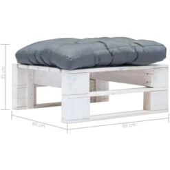 Otomana De Jardín De Palés Con Cojín Gris Madera Blanca -Mano Mano Ventas 72429488 3