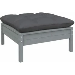 Reposapiés De Jardín Madera Maciza Pino Gris Cojín Antracita