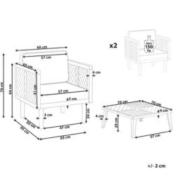 Juego Sillones Y Mesa De Centro Interior Y Exterior Con Cojines Blancos Baratti -Mano Mano Ventas 72872784 3