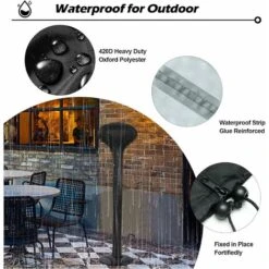 RHAFAYRE Cubierta Para Calentador Eléctrico De Patio - Impermeable - Tela Oxford 420D - Totalmente Resistente A La Intemperie - Con Cremallera Y Cordón Ajustable - A Prueba De Viento -Mano Mano Ventas 73155958 3