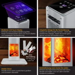 KESSER® Torre De Calefacción Radiante Calentador De Pie Infrarrojo Con Control Remoto Temporizador Efecto Chimenea, Torre De Calefacción Cerámica Ventilador Calentador De Pie De Chimenea Oscilante Gra -Mano Mano Ventas 73399664 3