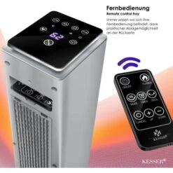 KESSER® Torre De Calefacción Radiante Calentador De Pie Infrarrojo Con Control Remoto Temporizador Efecto Chimenea, Torre De Calefacción Cerámica Ventilador Calentador De Pie De Chimenea Oscilante Gra -Mano Mano Ventas 73399664 5
